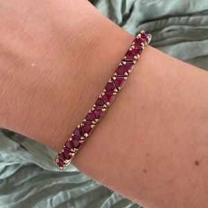 Suzanne Somers Gold Vermeil Sterling Red Garnet Trilliant Bracelet Rare!